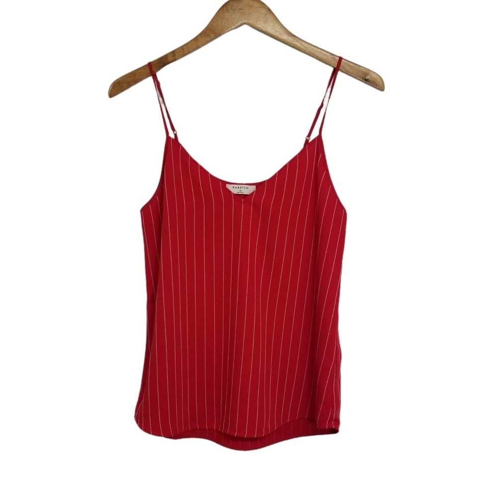 Aritzia Babaton Red Pinstriped V Neck Sleeveless Tank Top Blouse Size XS